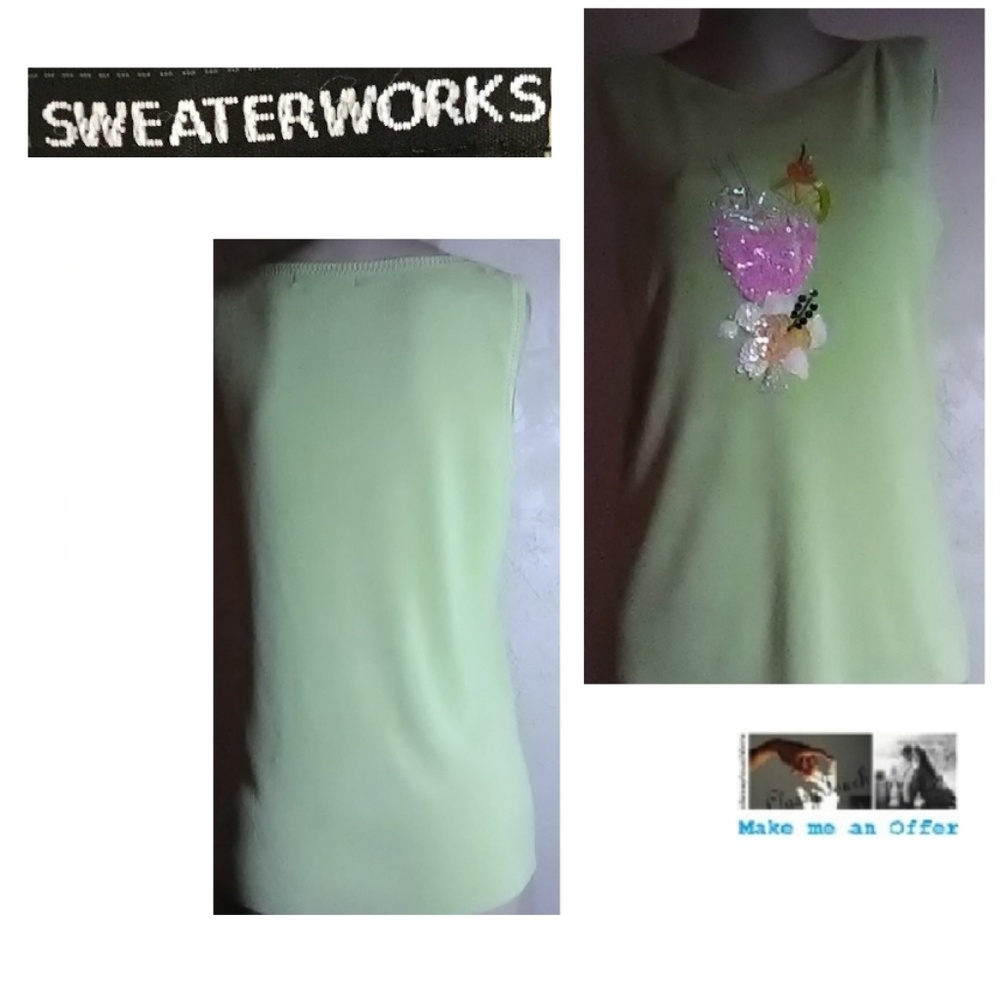 Sweater Works New Lime Green Top Size M